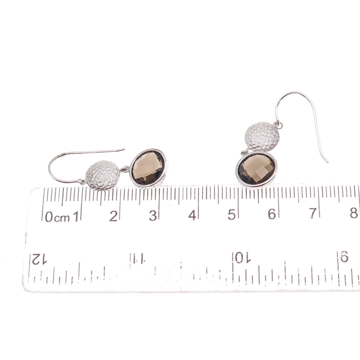 925 Sterling Silver Mexico Real Smoky Quartz Dangle Earrings