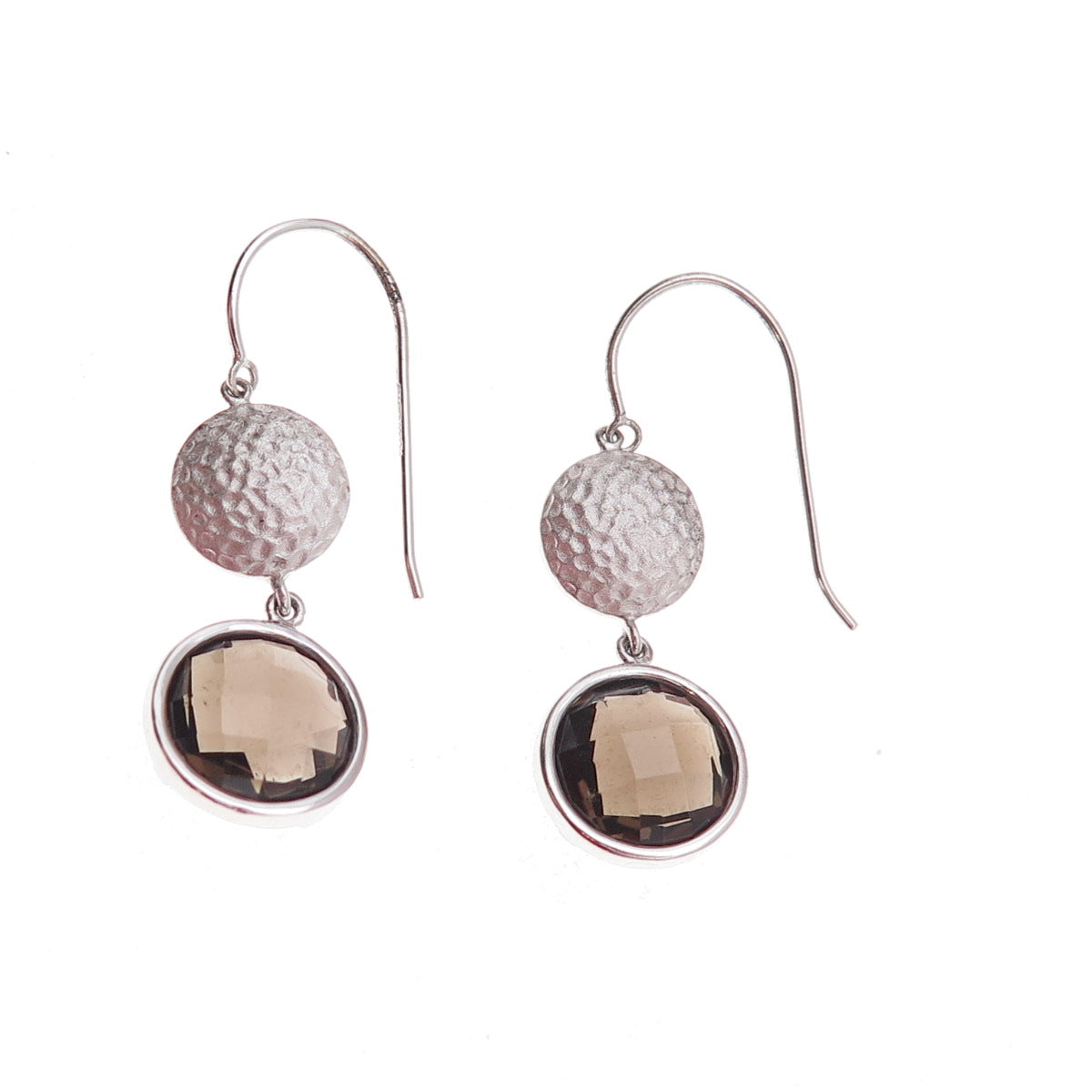 925 Sterling Silver Mexico Real Smoky Quartz Dangle Earrings