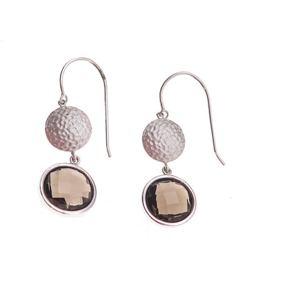 925 Sterling Silver Mexico Real Smoky Quartz Dangle Earrings