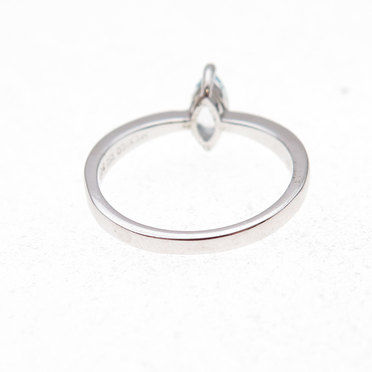 925 Sterling Silver Mexico Real Marquise-Cut Blue Topaz Ring Size 7