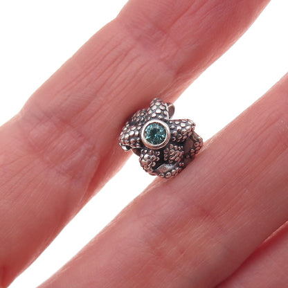 Pandora 925 Sterling Silver Blue C Z Sea Star / Starfish Slide Bead Charm