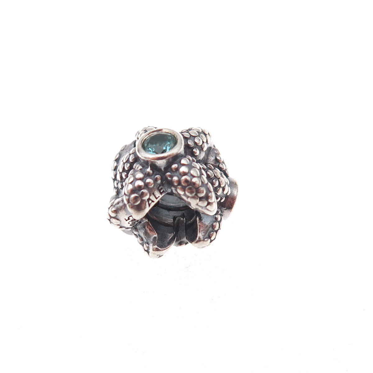 Pandora 925 Sterling Silver Blue C Z Sea Star / Starfish Slide Bead Charm