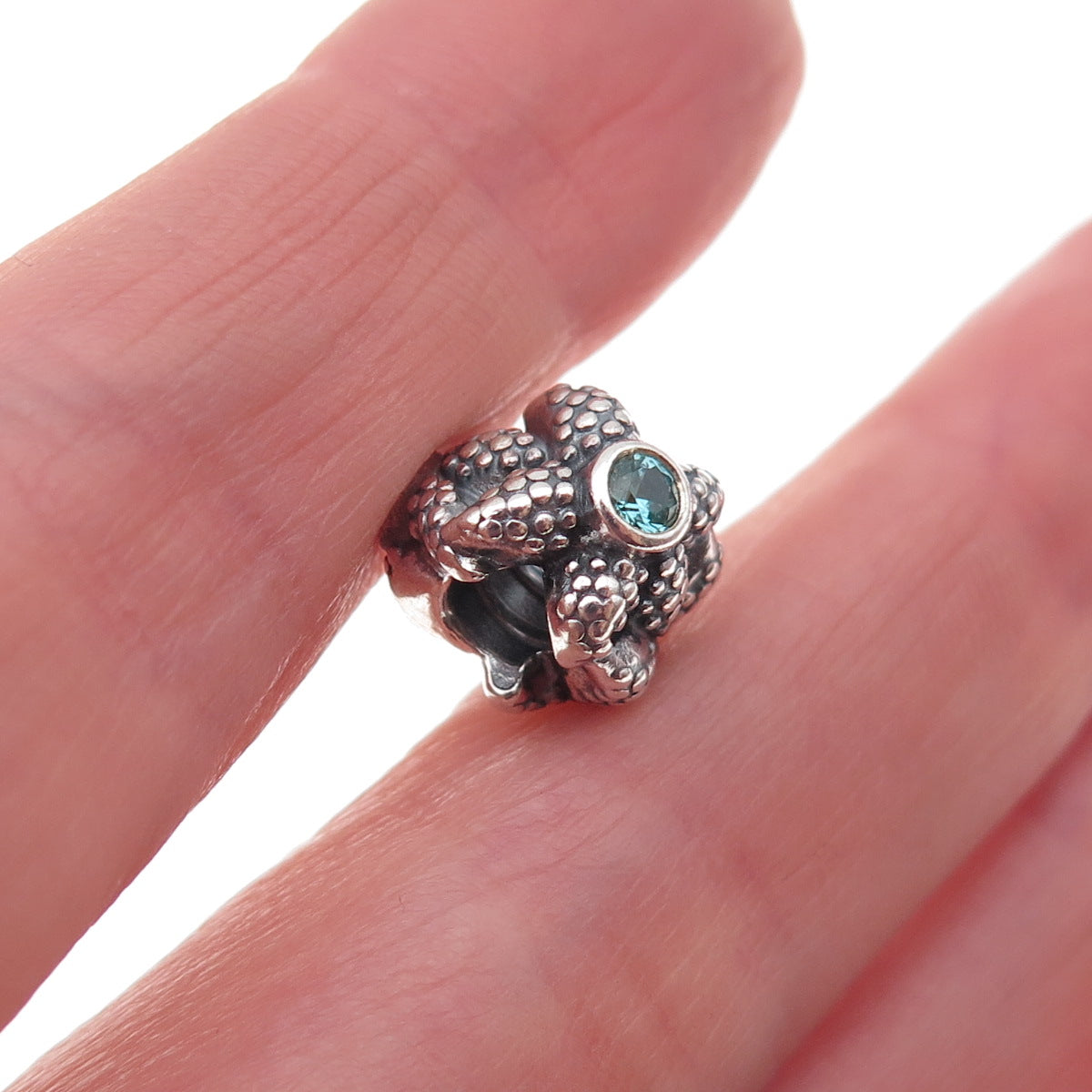 Pandora 925 Sterling Silver Blue C Z Sea Star / Starfish Slide Bead Charm