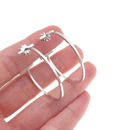 Tiffany & Co. 925 Sterling Silver Vintage T Wire Hoop Earrings