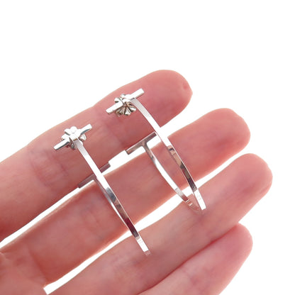 Tiffany & Co. 925 Sterling Silver Vintage T Wire Hoop Earrings