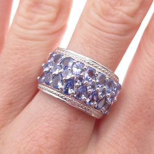 Chuck Clemency 925 Sterling Silver Real Round & Pear-Cut Tanzanite Ring Size 8