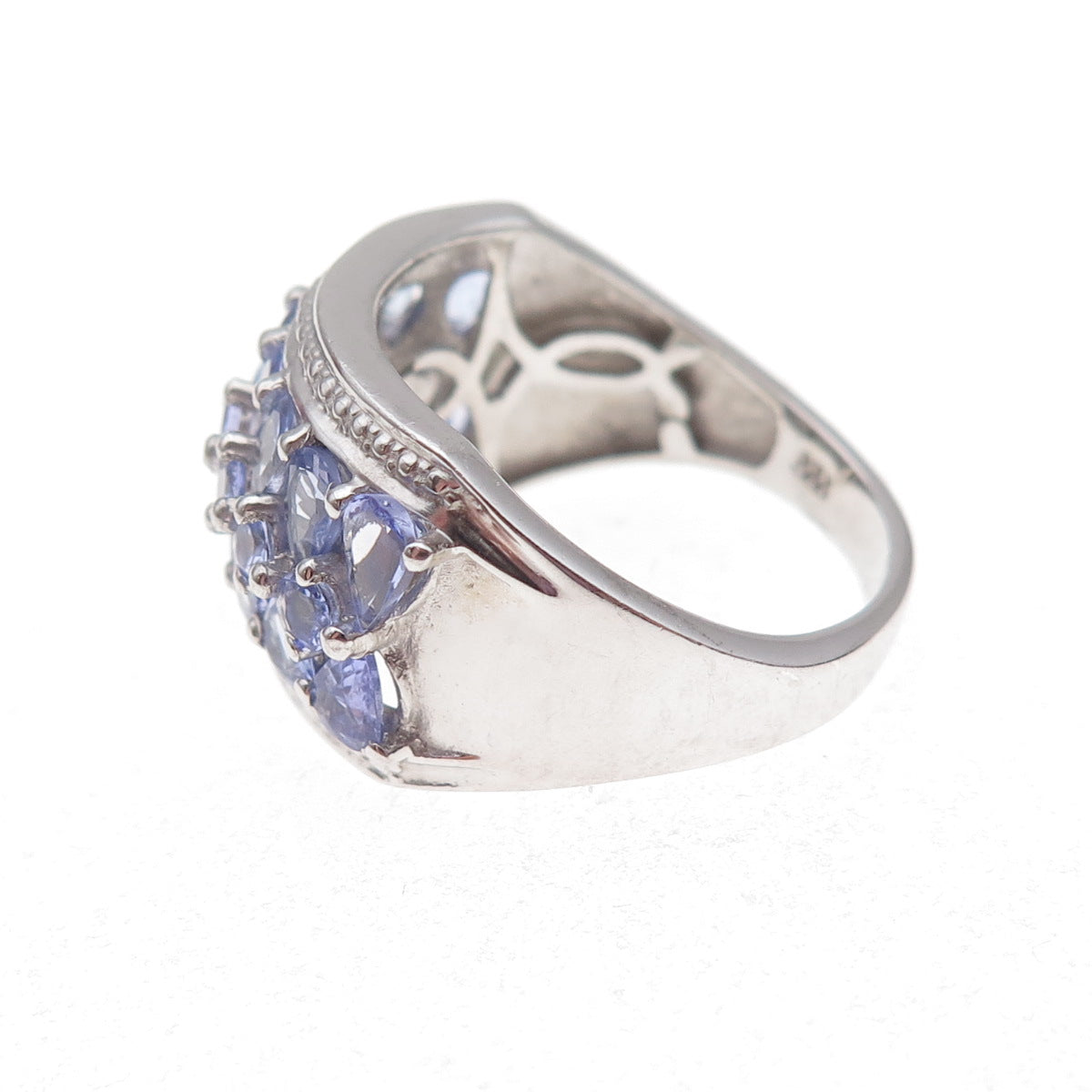 Chuck Clemency 925 Sterling Silver Real Round & Pear-Cut Tanzanite Ring Size 8