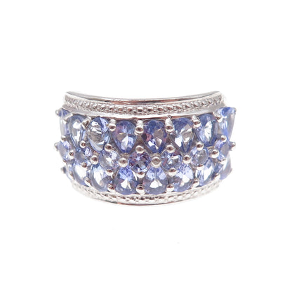 Chuck Clemency 925 Sterling Silver Real Round & Pear-Cut Tanzanite Ring Size 8