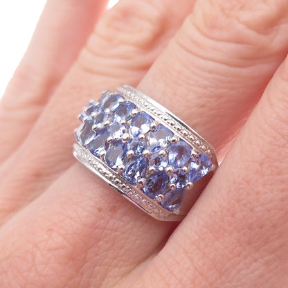 Chuck Clemency 925 Sterling Silver Real Round & Pear-Cut Tanzanite Ring Size 8