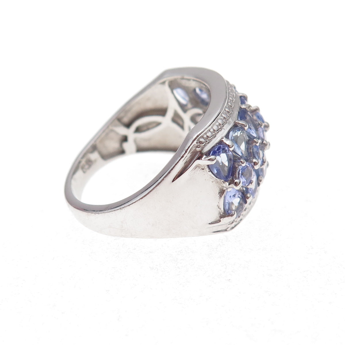 Chuck Clemency 925 Sterling Silver Real Round & Pear-Cut Tanzanite Ring Size 8