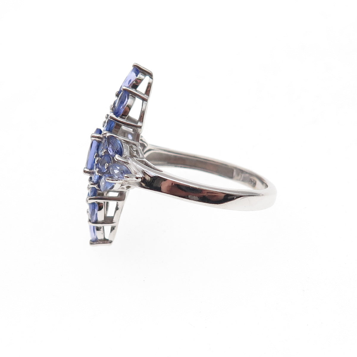 Chuck Clemency 925 Sterling Silver Real Multi-Cut Tanzanite Ring Size 8.25