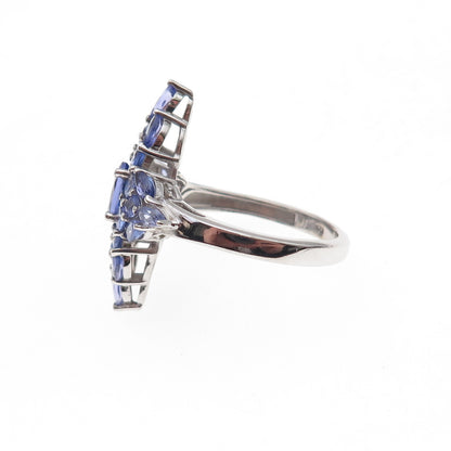 Chuck Clemency 925 Sterling Silver Real Multi-Cut Tanzanite Ring Size 8.25