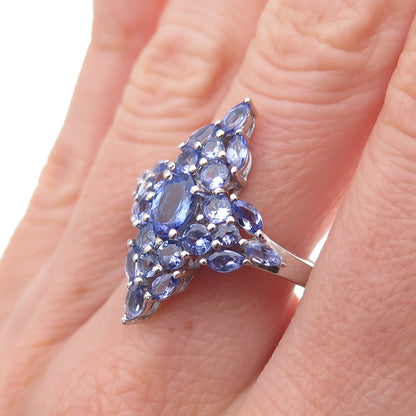 Chuck Clemency 925 Sterling Silver Real Multi-Cut Tanzanite Ring Size 8.25