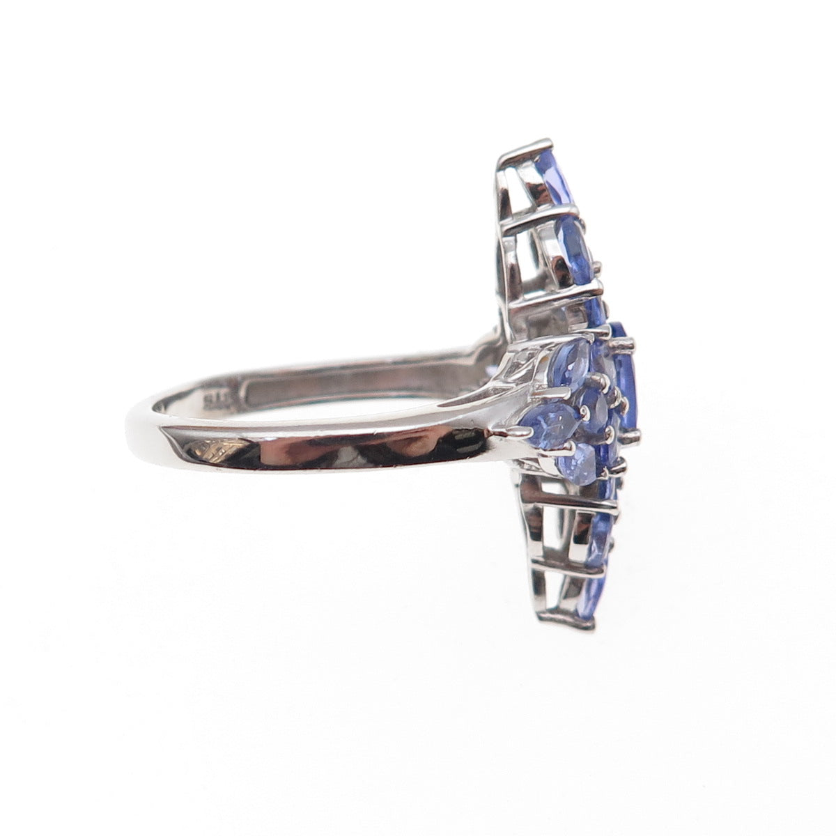 Chuck Clemency 925 Sterling Silver Real Multi-Cut Tanzanite Ring Size 8.25