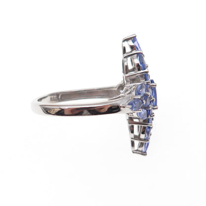 Chuck Clemency 925 Sterling Silver Real Multi-Cut Tanzanite Ring Size 8.25