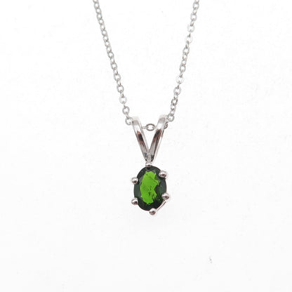925 Sterling Silver Real Chrome Diopside Cable Chain Necklace 18"