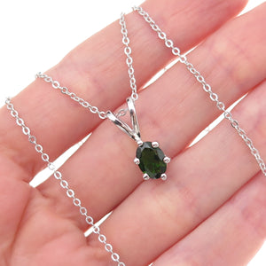 925 Sterling Silver Real Chrome Diopside Cable Chain Necklace 18"