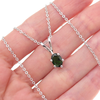 925 Sterling Silver Real Chrome Diopside Cable Chain Necklace 18"