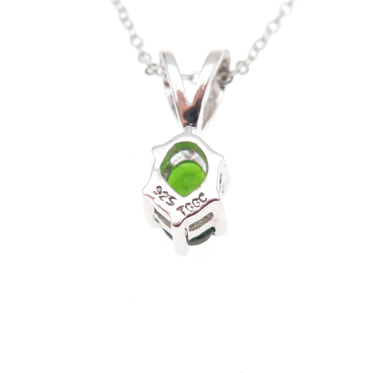 925 Sterling Silver Real Chrome Diopside Cable Chain Necklace 18"