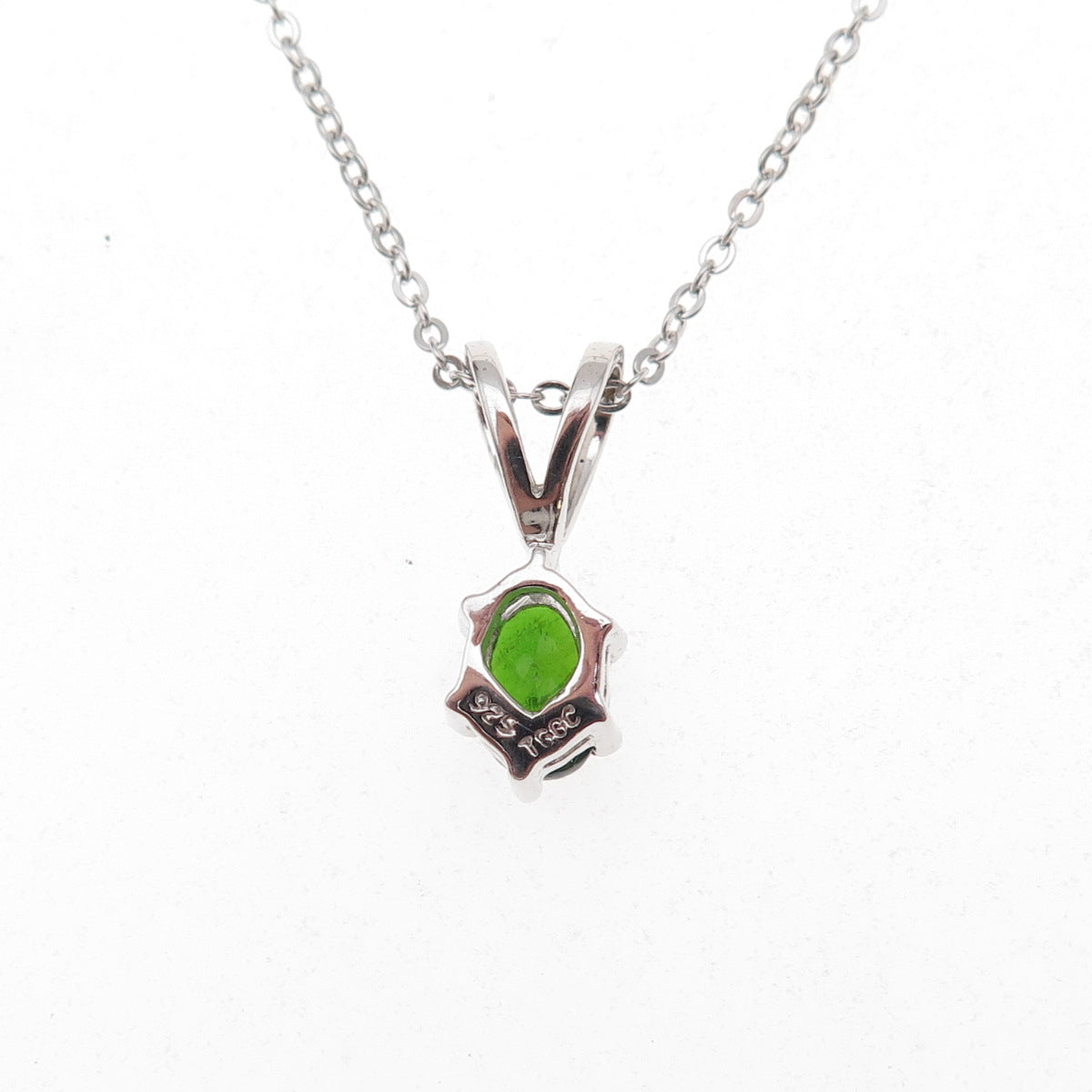 925 Sterling Silver Real Chrome Diopside Cable Chain Necklace 18"