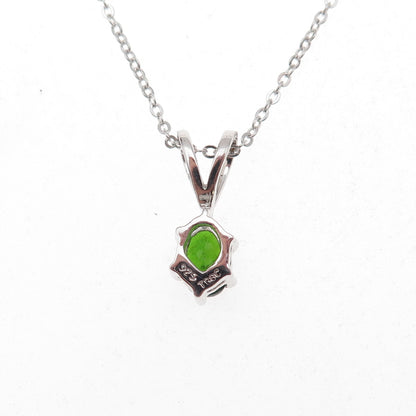 925 Sterling Silver Real Chrome Diopside Cable Chain Necklace 18"