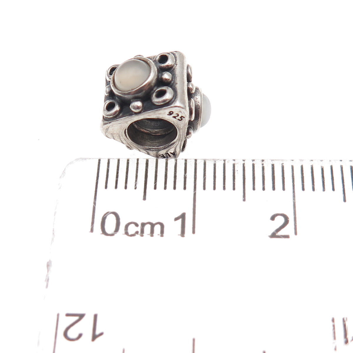 Pandora 925 Sterling Silver Real Moonstone Triangle Slide Bead Charm