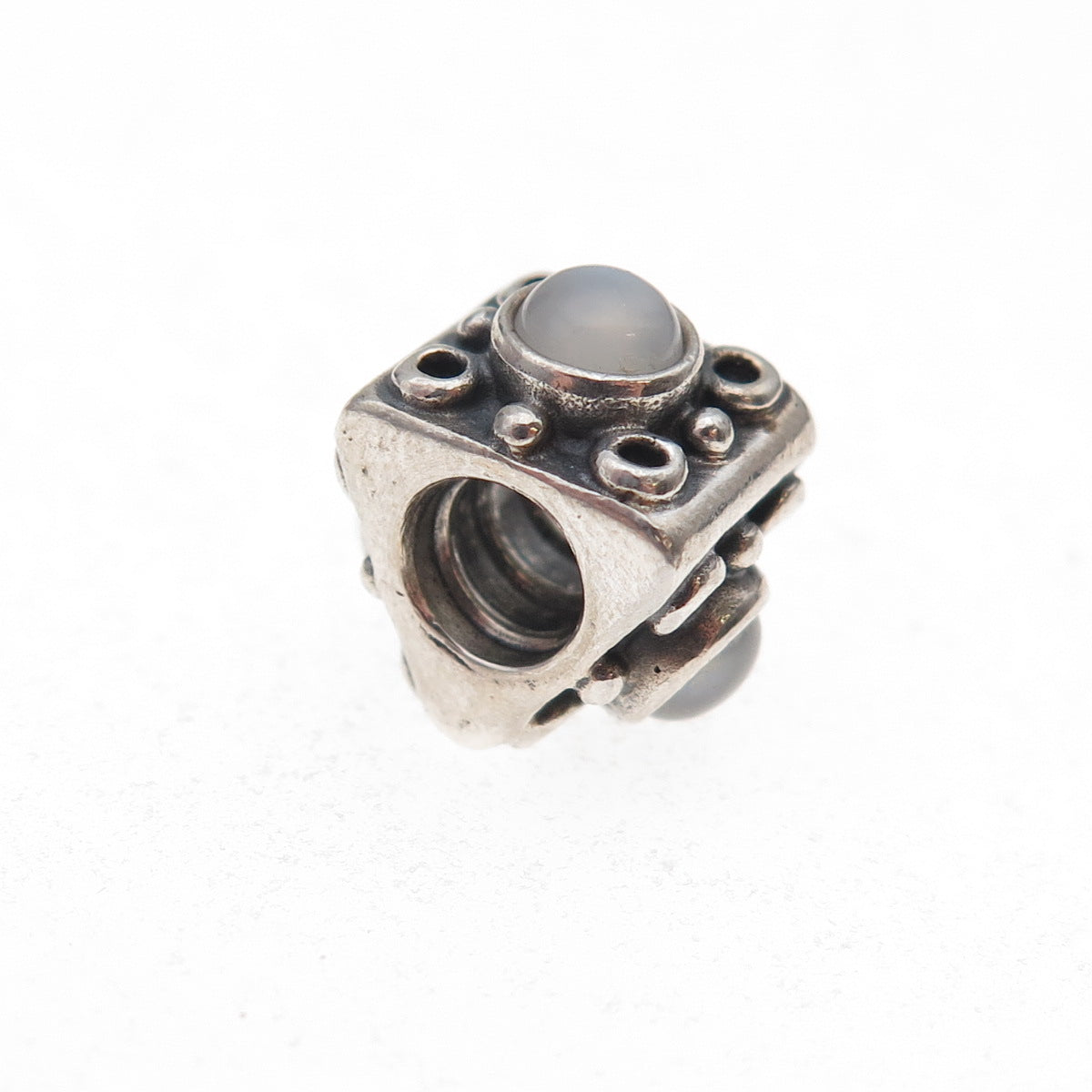 Pandora 925 Sterling Silver Real Moonstone Triangle Slide Bead Charm