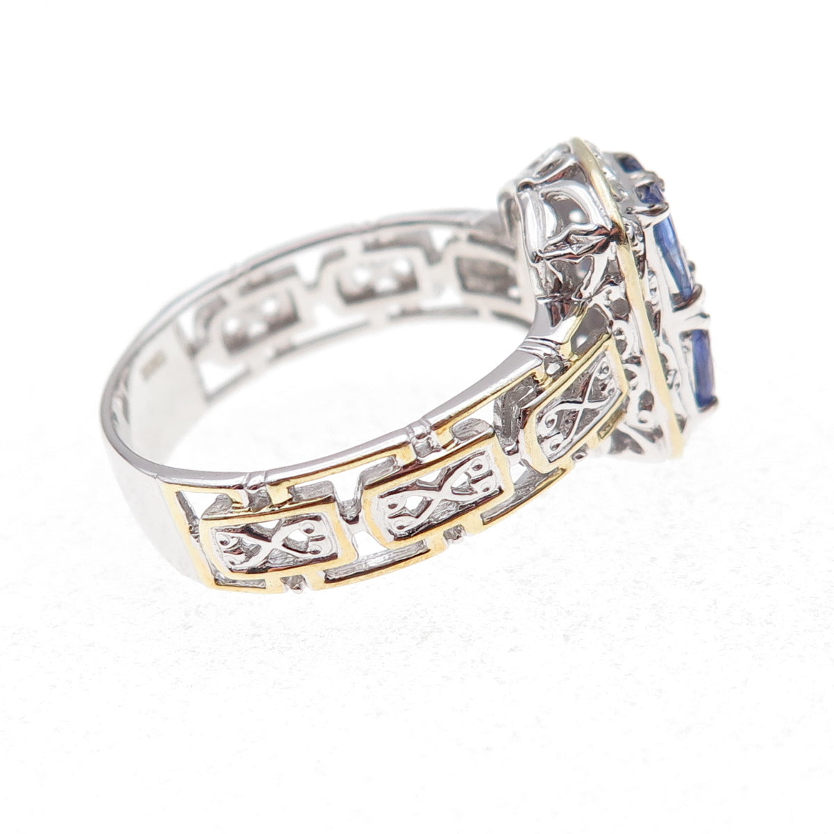 Michael Valitutti Gems En Vogue 925 Sterling 2-Tone Real Tanzanite Ring Size 8
