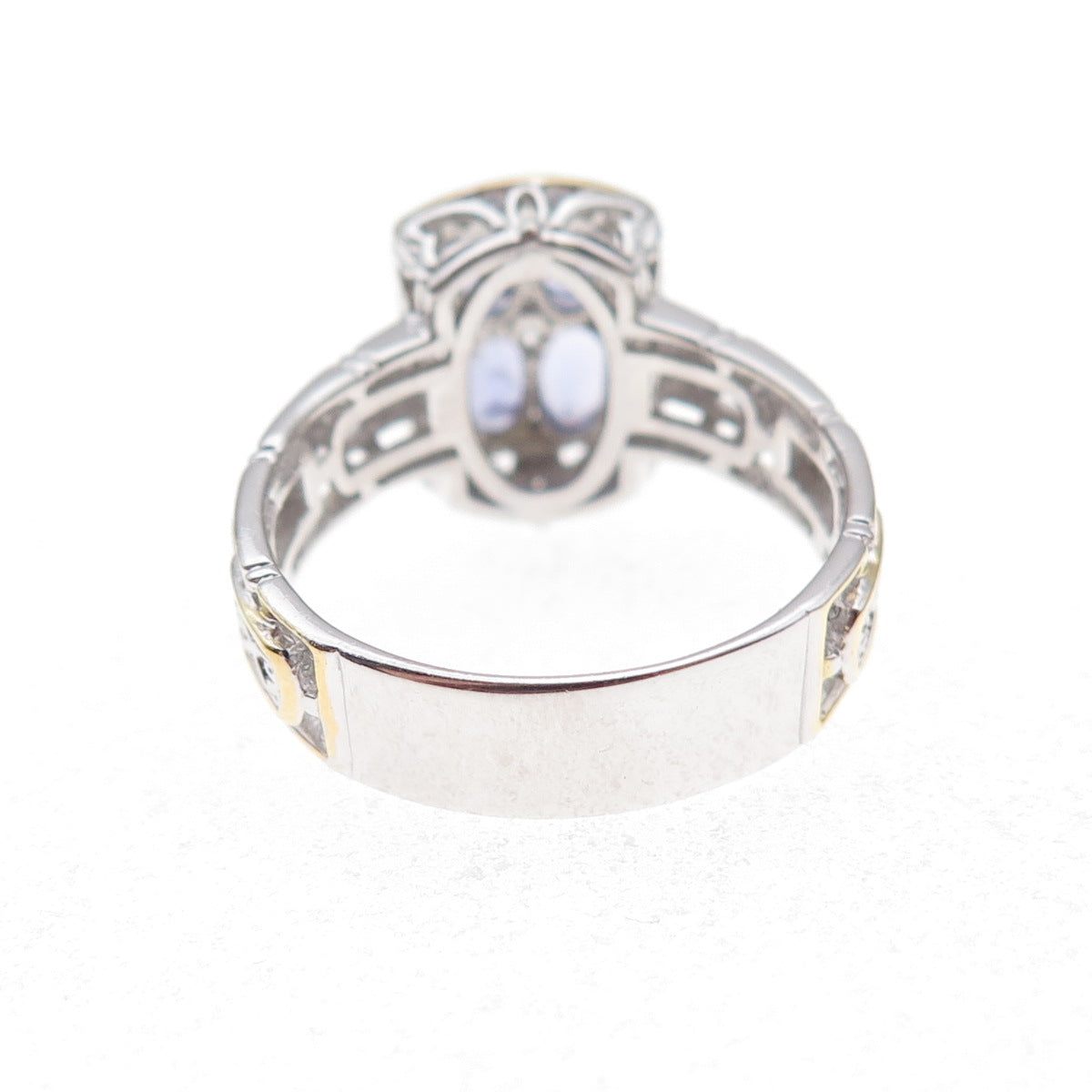 Michael Valitutti Gems En Vogue 925 Sterling 2-Tone Real Tanzanite Ring Size 8