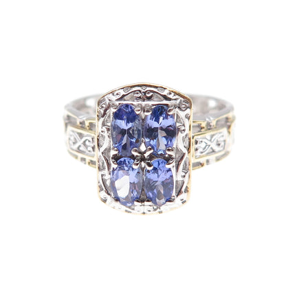 Michael Valitutti Gems En Vogue 925 Sterling 2-Tone Real Tanzanite Ring Size 8