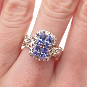 Michael Valitutti Gems En Vogue 925 Sterling 2-Tone Real Tanzanite Ring Size 8