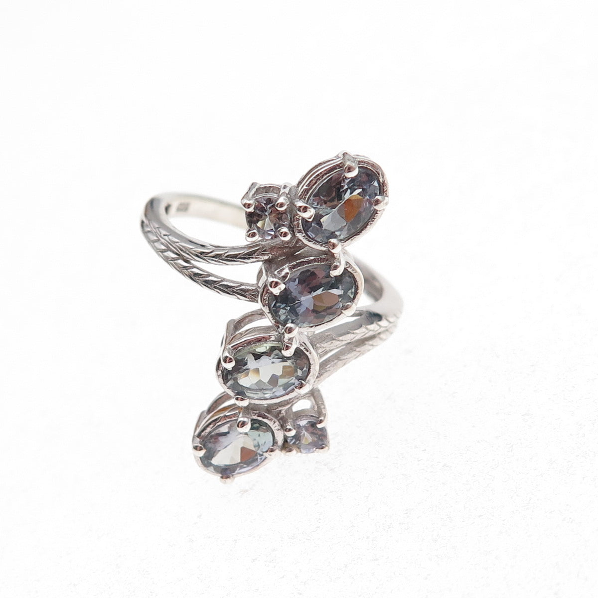 Chuck Clemency 925 Sterling Silver Real Iolite Bypass Ring Size 8.25