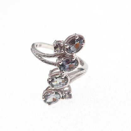 Chuck Clemency 925 Sterling Silver Real Iolite Bypass Ring Size 8.25