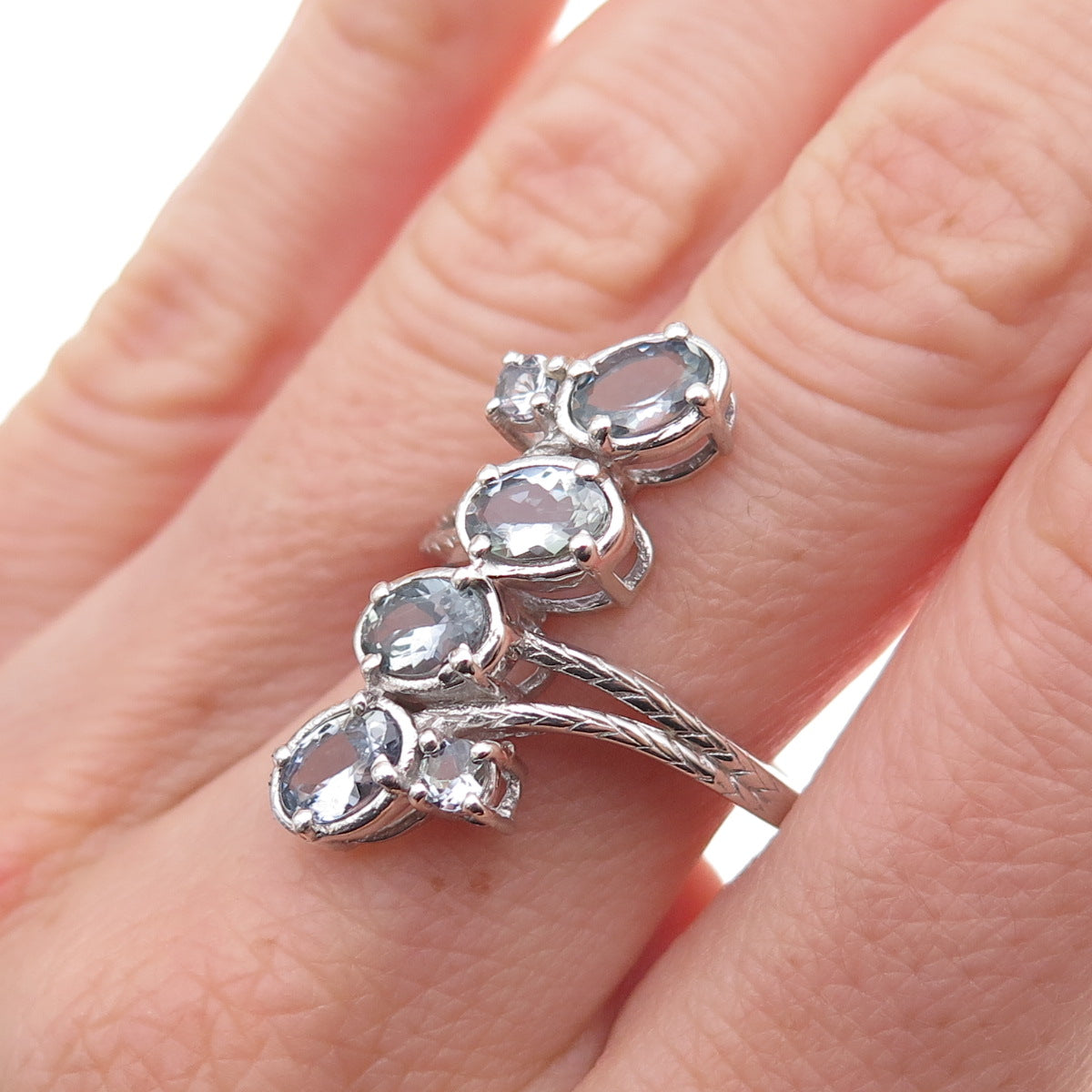 Chuck Clemency 925 Sterling Silver Real Iolite Bypass Ring Size 8.25