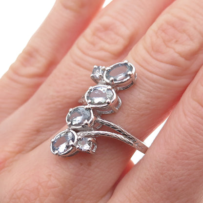 Chuck Clemency 925 Sterling Silver Real Iolite Bypass Ring Size 8.25