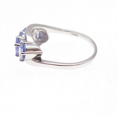 925 Sterling Silver Real Oval-Cut Tanzanite Ring Size 8.25