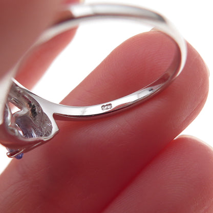 925 Sterling Silver Real Oval-Cut Tanzanite Ring Size 8.25