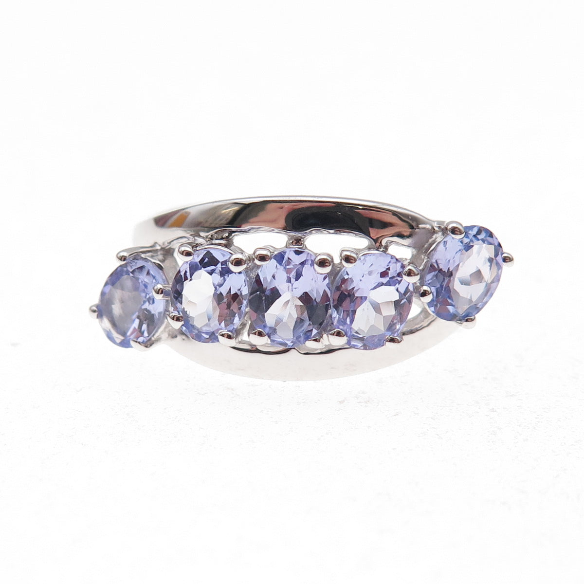 925 Sterling Silver Real Oval-Cut Tanzanite Ring Size 8.25