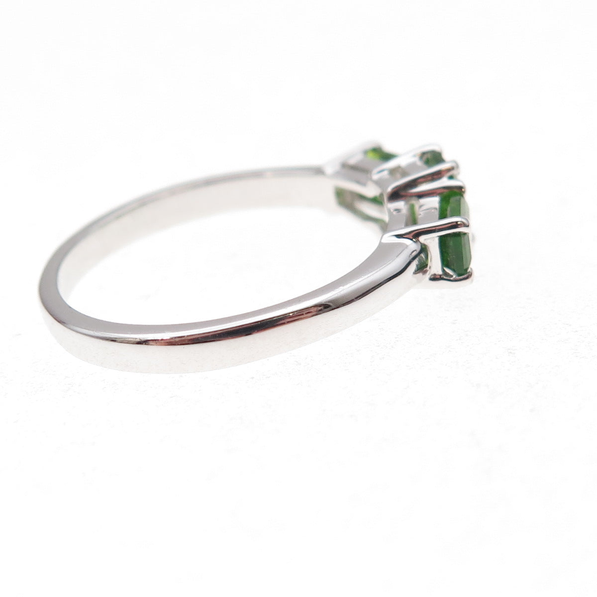 925 Sterling Silver Real Emerald-Cut Peridot Ring Size 8