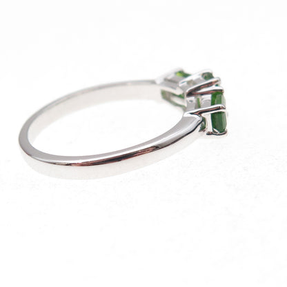 925 Sterling Silver Real Emerald-Cut Peridot Ring Size 8