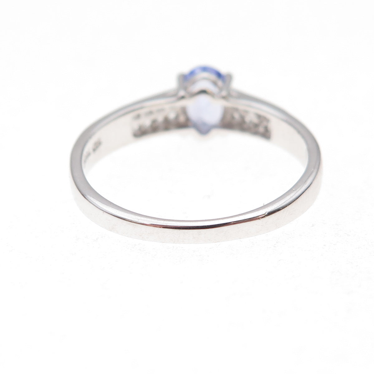 925 Sterling Silver Real Tanzanite & White Topaz Ring Size 8.25