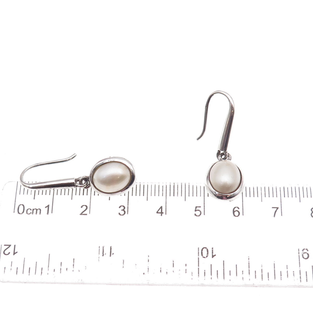 925 Sterling Silver Real Pearl Dangle Earrings