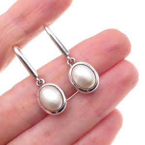 925 Sterling Silver Real Pearl Dangle Earrings