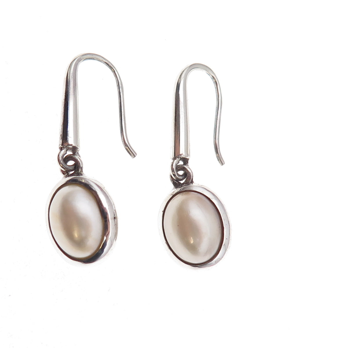 925 Sterling Silver Real Pearl Dangle Earrings