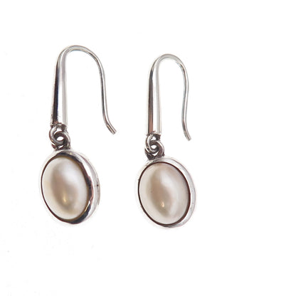 925 Sterling Silver Real Pearl Dangle Earrings