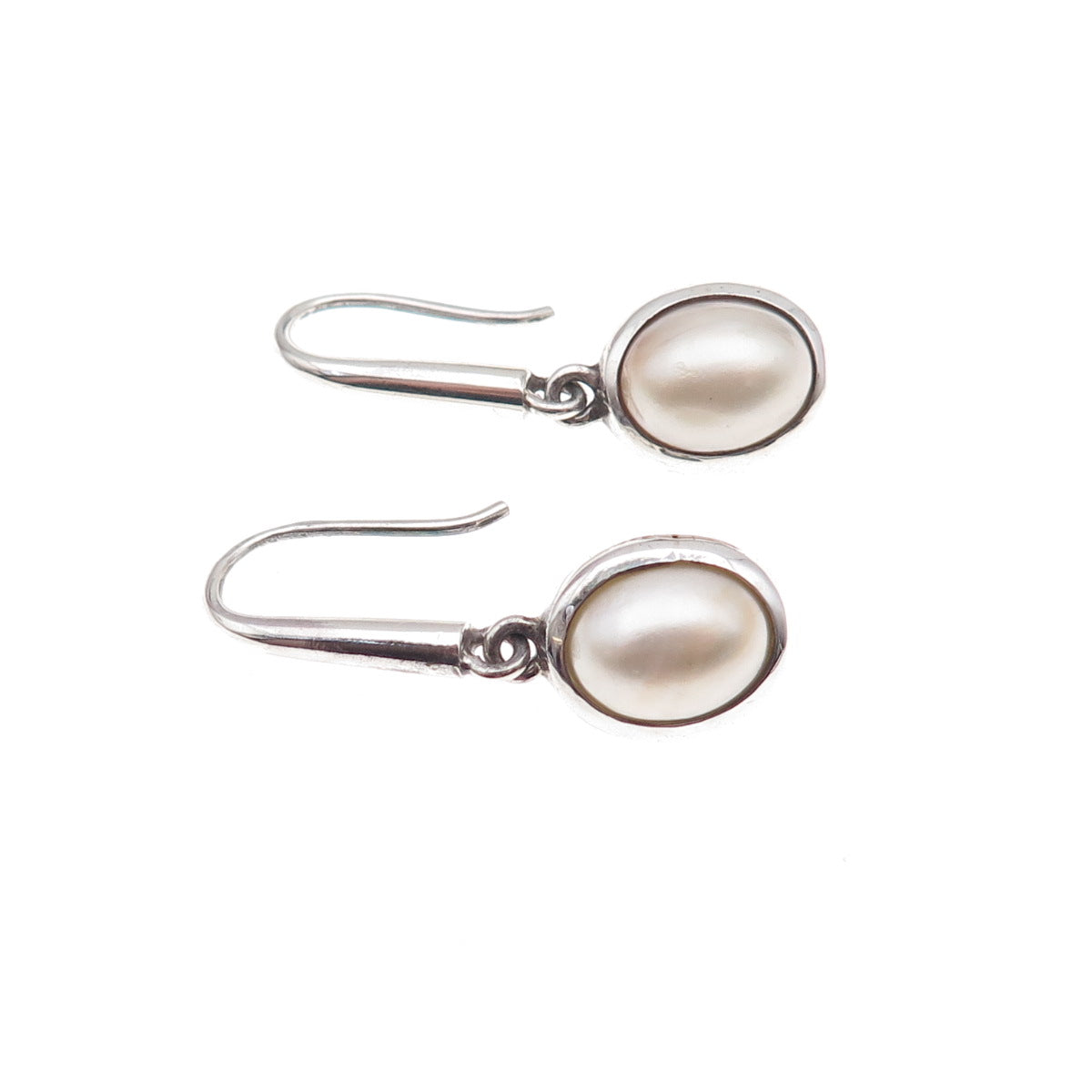 925 Sterling Silver Real Pearl Dangle Earrings