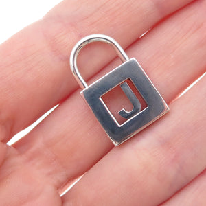 Tiffany & Co. 925 Sterling Silver Vintage Letter J Padlock Charm Pendant