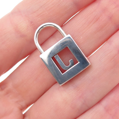 Tiffany & Co. 925 Sterling Silver Vintage Letter J Padlock Charm Pendant