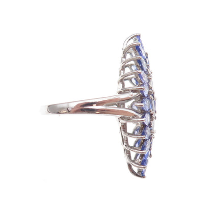 Chuck Clemency 925 Sterling Silver Real Tanzanite & White Topaz Ring Size 8
