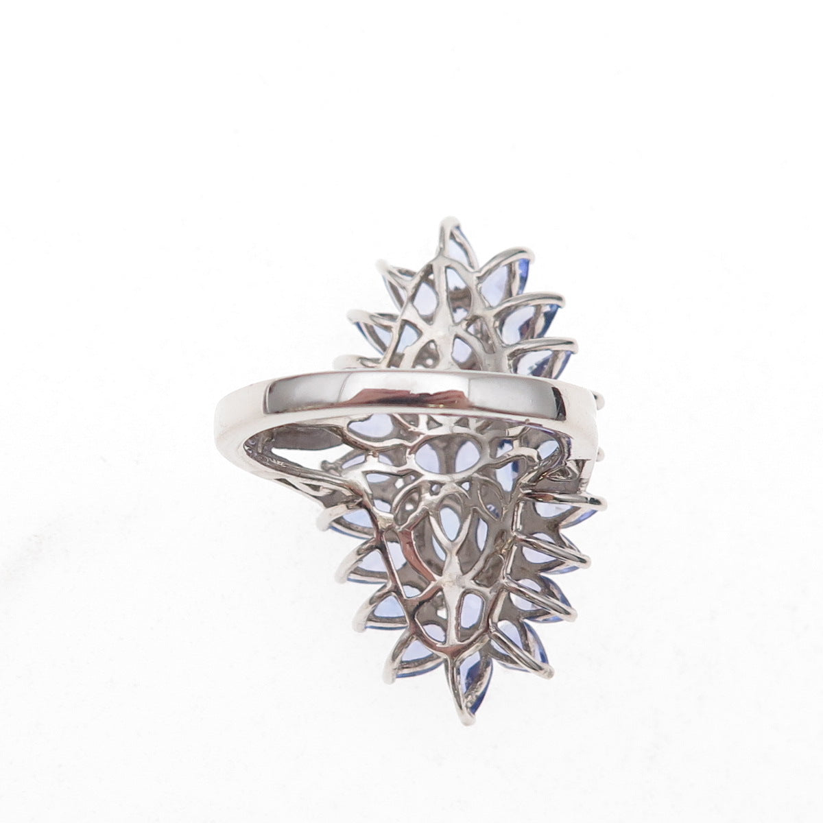 Chuck Clemency 925 Sterling Silver Real Tanzanite & White Topaz Ring Size 8